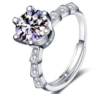 Certified 1ct. t.w. Diamond Moissanite Engagement Ring NEW E